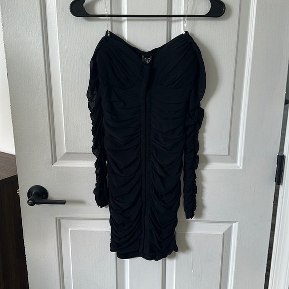 Black Corset Off Shoulder Mesh Dress - Bodycon - Picture 1 of 3